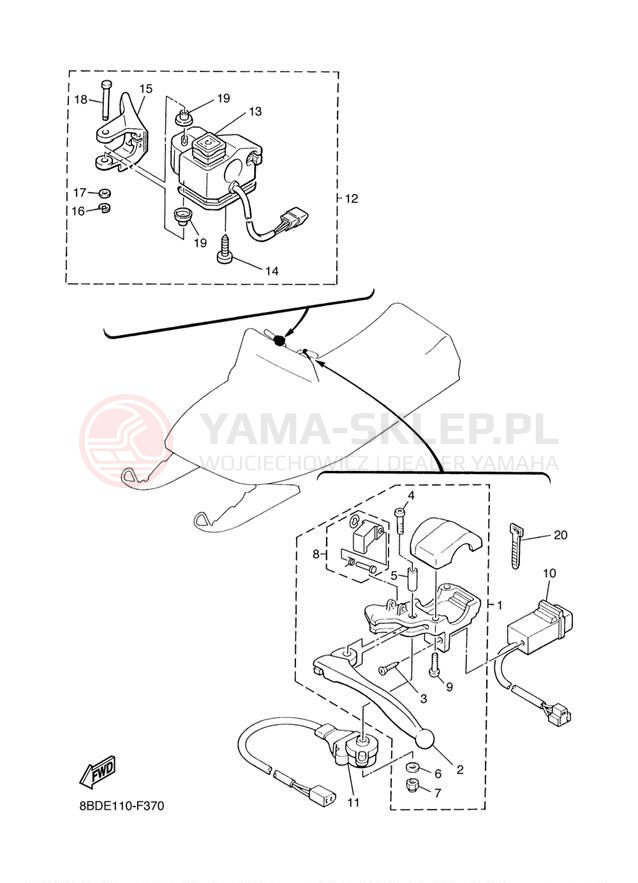 Schemat "Kierownica i osprzęt" do Yamaha BRAVO BR250TW