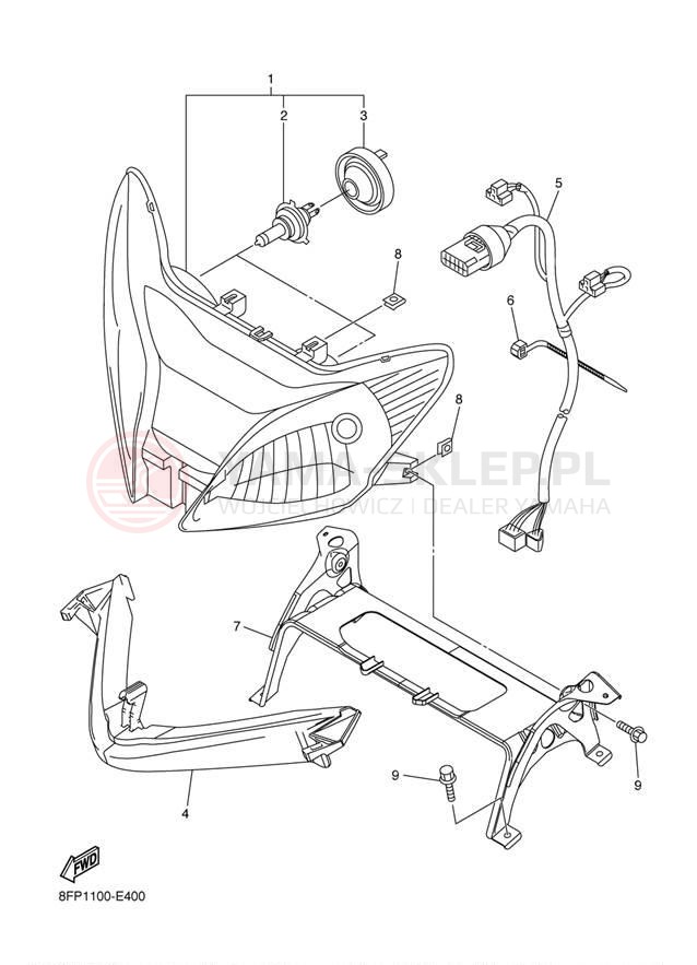 Schemat "Lampa przód" do Yamaha APEX MOUNTAIN RX10ML