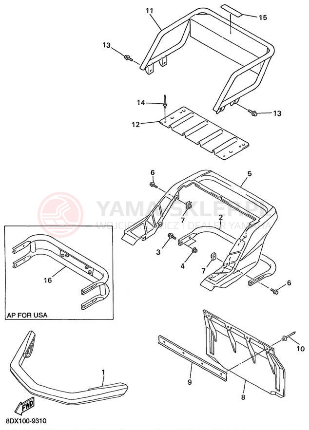 Schemat "zderzak" do Yamaha VENTURE 500 XL VT500XLC