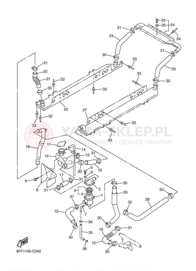 Schemat "Układ chlodzenia" do Yamaha SX VIPER S SXV70SJ