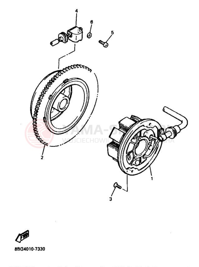 Schemat "prądnica" do Yamaha PHAZER SS ELECTRIC PZ480EB