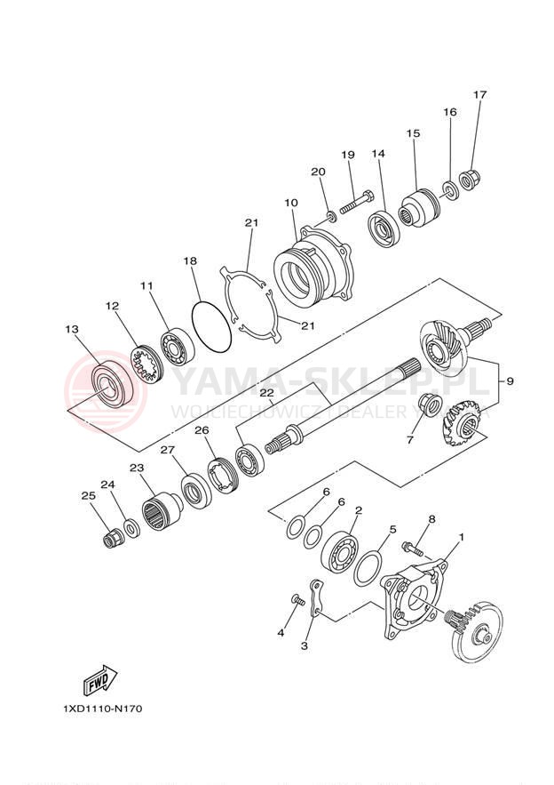 Schemat "Przeniesienie napędu" do Yamaha VIKING 700 YXM700DER