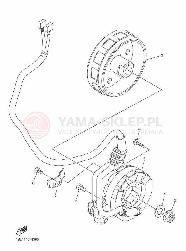 Schemat "prądnica" do Yamaha YZ250F YZ250FFW/YZ250FFL