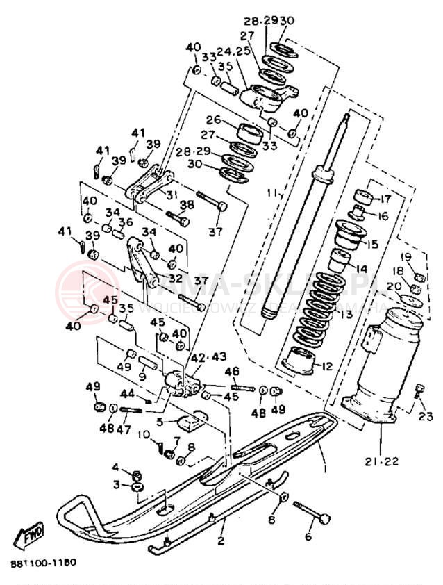 Schemat "płozy" do Yamaha VENTURE XL VT480R