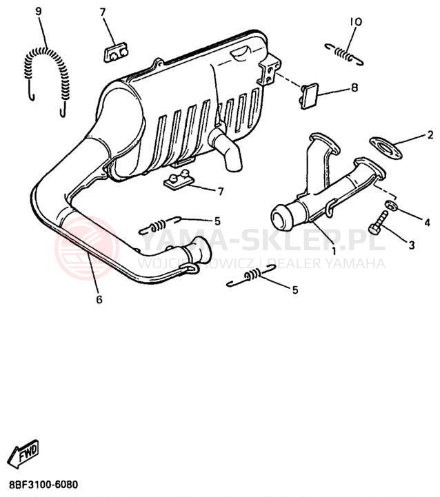 Schemat "Wydech końcowy" do Yamaha PHAZER MOUNTAIN LITE PZ480STA