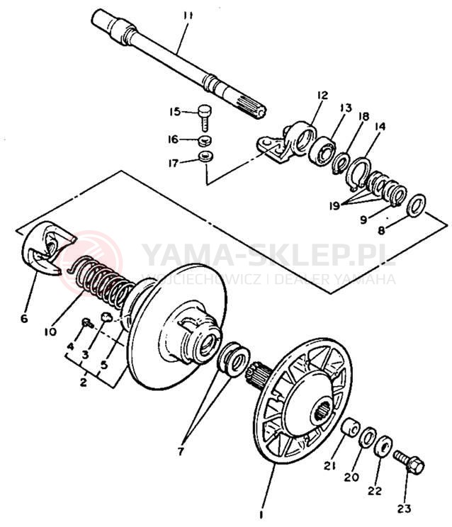 Schemat "Przeniesienie napędu" do Yamaha VENTURE XL VT480T