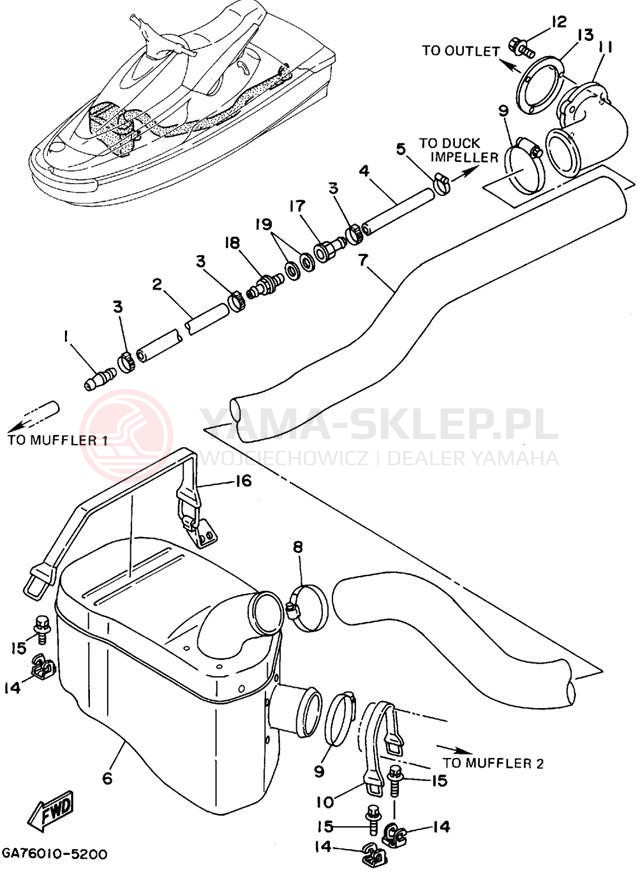 Schemat "Wydech końcowy" do Yamaha WAVE BLASTER WB700T