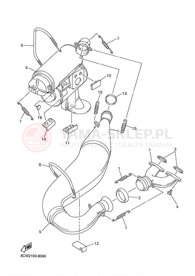 Schemat "Wydech końcowy" do Yamaha VMAX 500 VX500D
