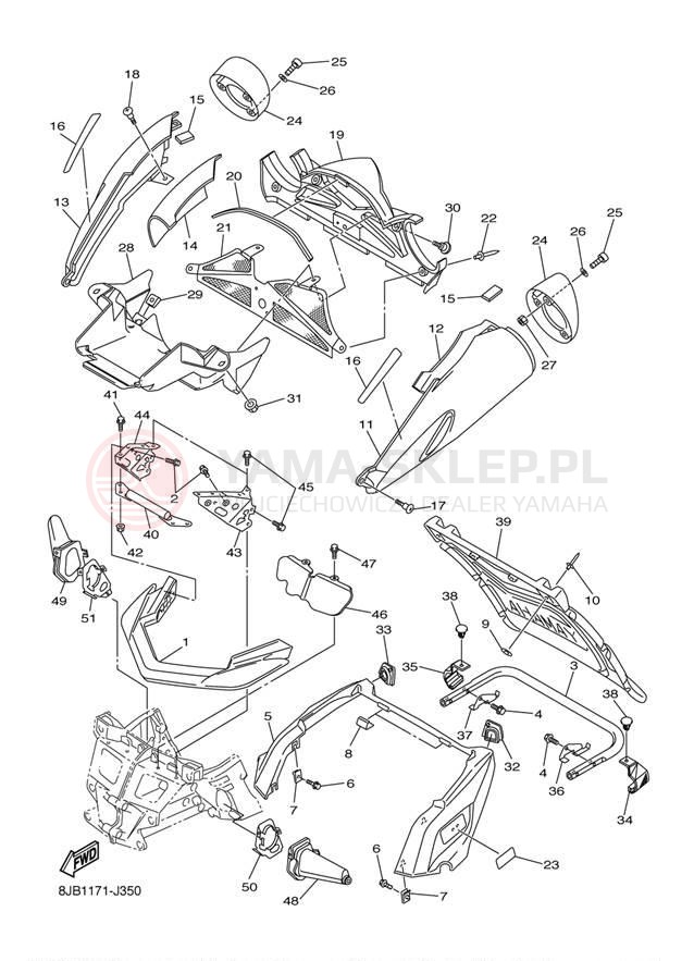Schemat "zderzak" do Yamaha RS VECTOR LTX GT RS90LTGTAS
