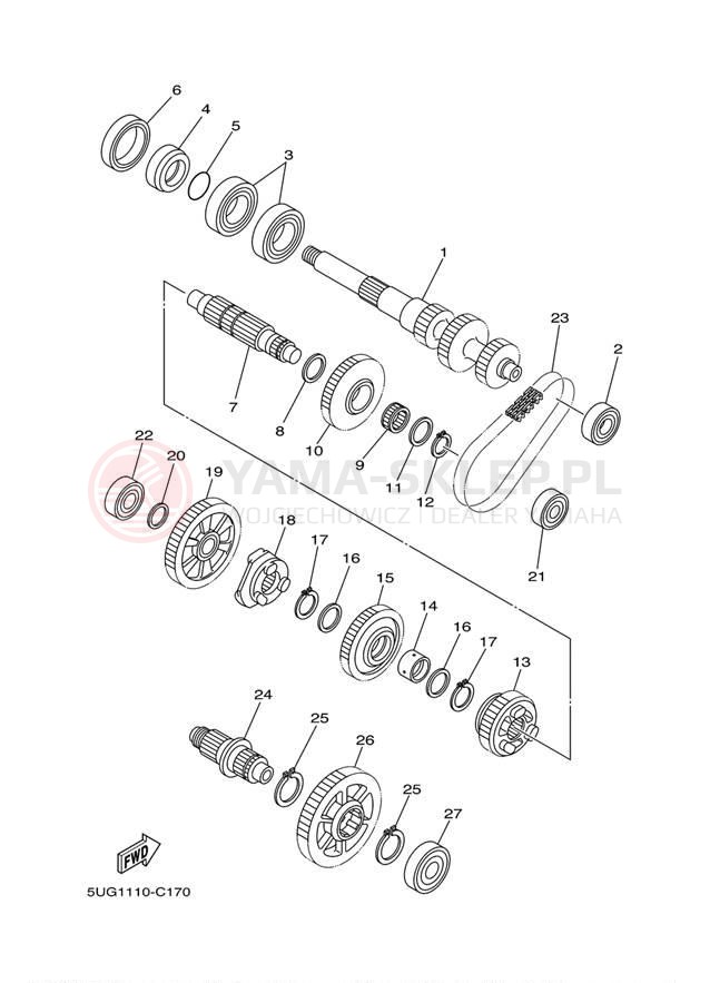 Schemat "Skrzynia biegów " do Yamaha RHINO 660 YXR66FW