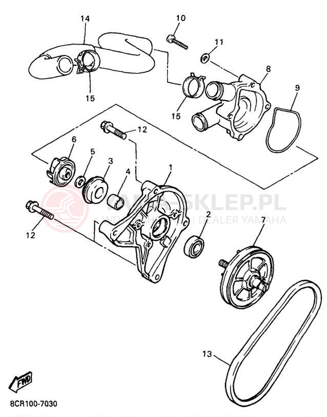 Schemat "Pompa wody" do Yamaha VMAX 500 XT VX500XTB