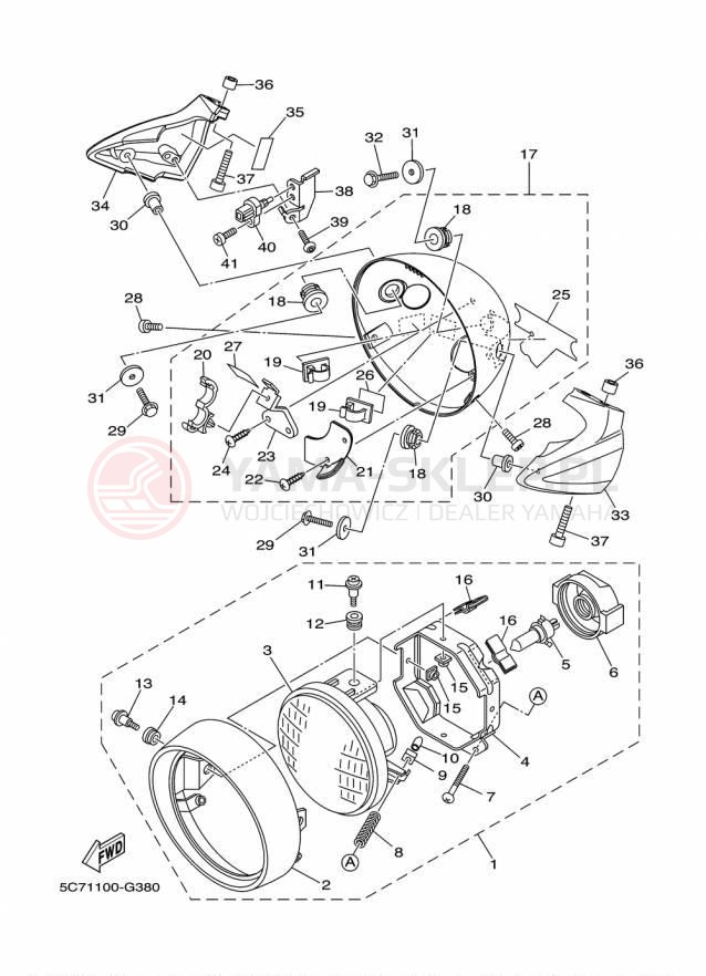 Schemat "Lampa przód" do Yamaha RAIDER S XV19CSFCR/XV19CSFR