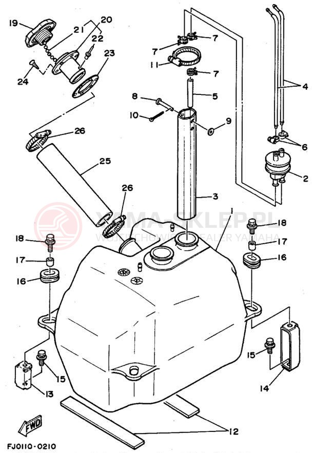 Schemat "zbiornik paliwa" do Yamaha WAVE RUNNER III WRA650P