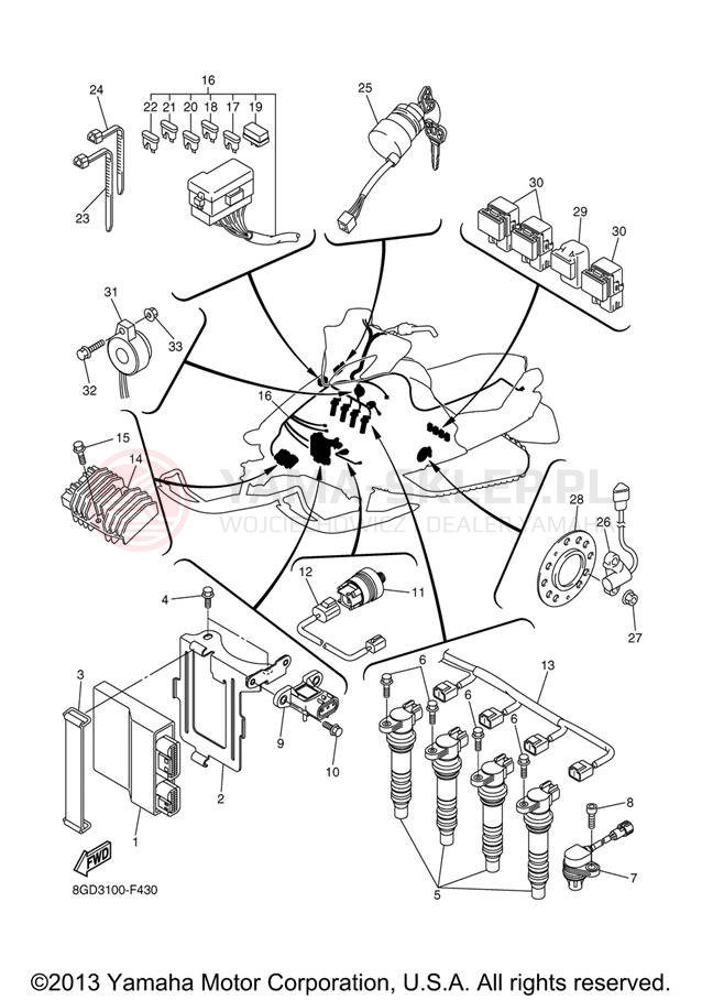 Schemat "układ elektryczny" do Yamaha APEX LTX RX10LTXB