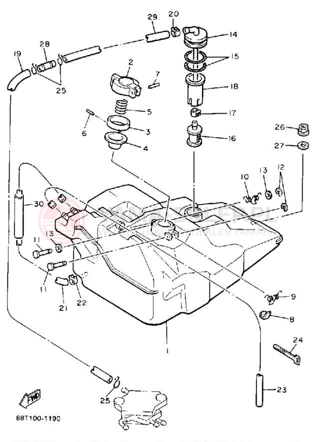 Schemat "zbiornik paliwa" do Yamaha VENTURE XL VT480R