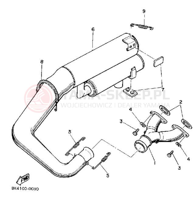 Schemat "Wydech końcowy" do Yamaha SRV SR540J