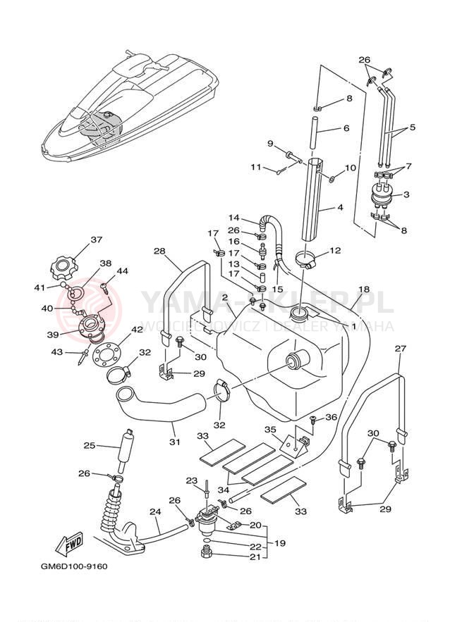 Schemat "zbiornik paliwa" do Yamaha SUPER JET SJ700BA