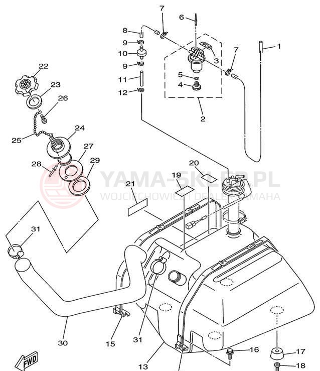 Schemat "zbiornik paliwa" do Yamaha WAVE RUNNER XL760 XL760X