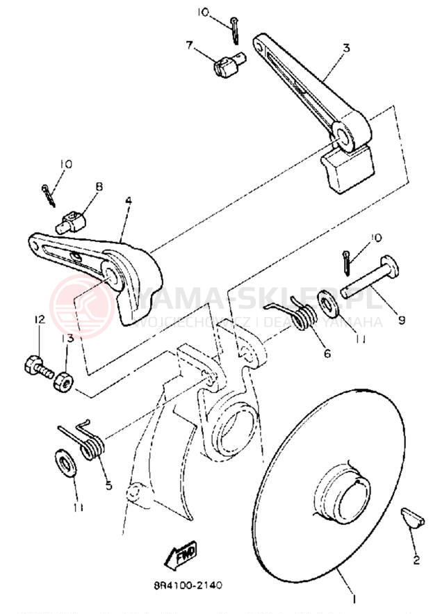 Schemat "hamulec" do Yamaha BRAVO LT (LONG TRACK) BR250TR