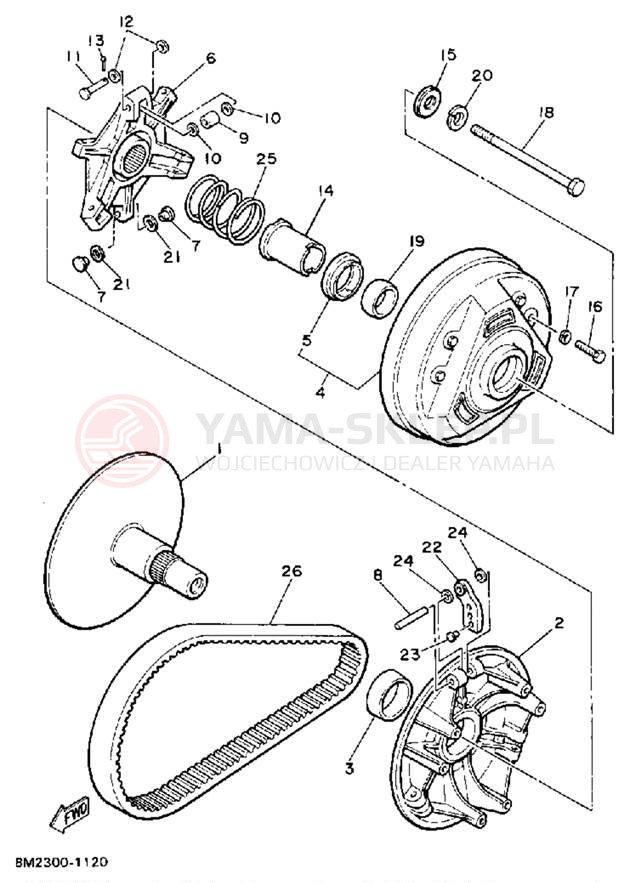 Schemat "PRIMARY SHEAVE" do Yamaha ENTICER 340 ET340M