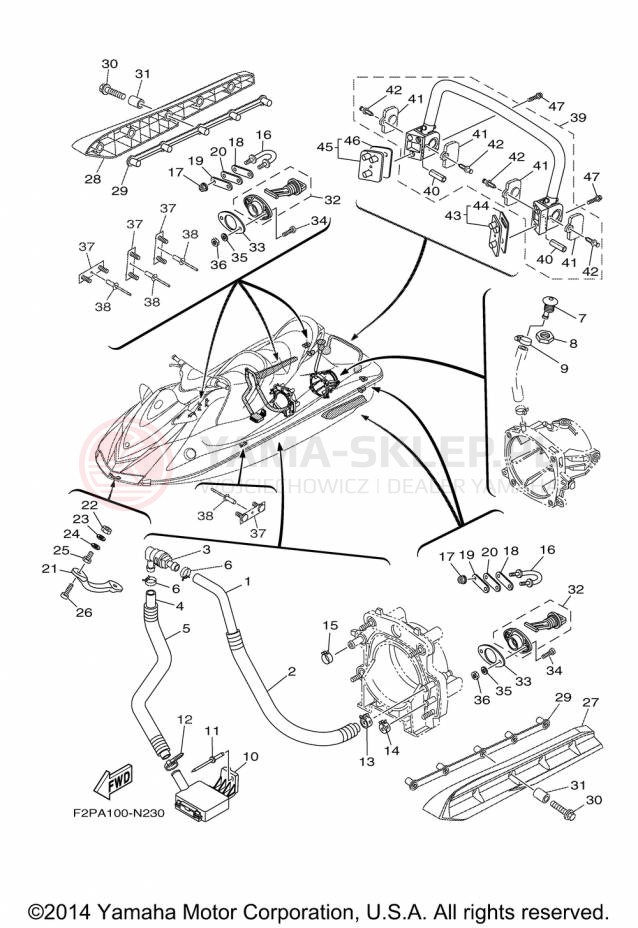 Schemat "HULL & DECK" do Yamaha WAVERUNNER V1 SPORT VX1100DP