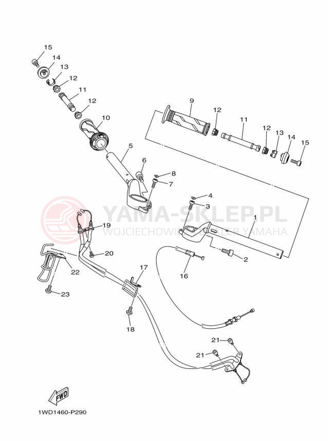 Schemat "Kierownica i osprzęt" do Yamaha YZFR3 YZFR3FL/YZFR3FR/YZFR3FB