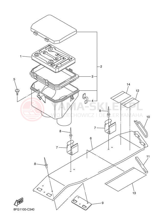 Schemat "GUARD - LUGGAGE BOX" do Yamaha RX WARRIOR RXW10J/RXW10SJ