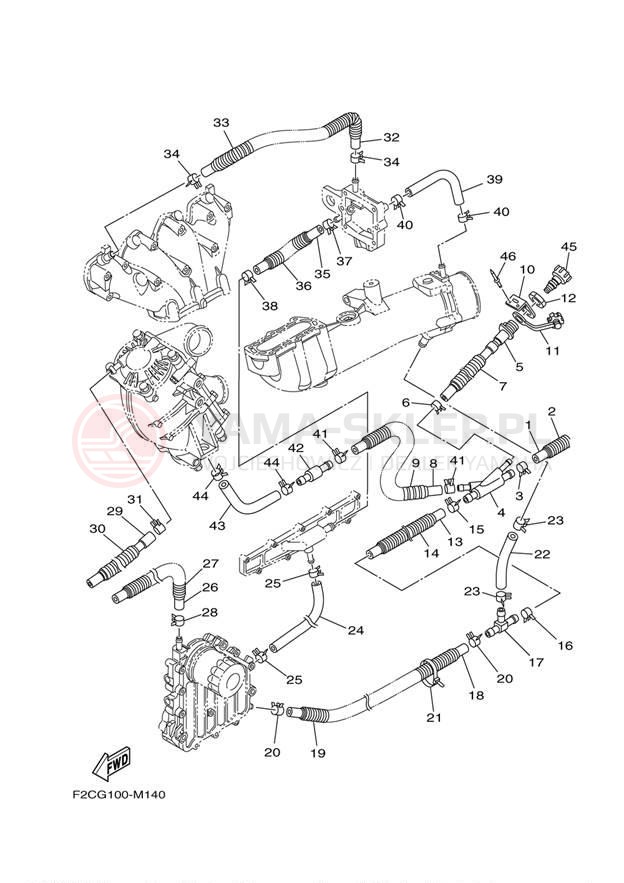 Schemat "Wydech końcowy" do Yamaha WAVERUNNER FZR GX1800M