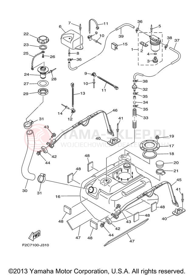 Schemat "zbiornik paliwa" do Yamaha WAVERUNNER FZS GX1800AJ