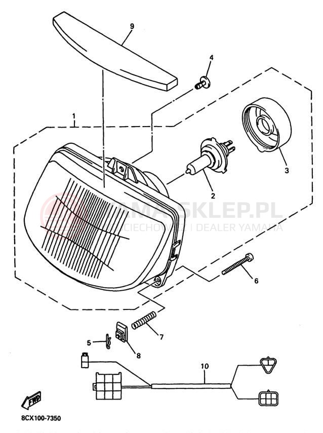 Schemat "Lampa przód" do Yamaha VMAX 600 SX VX600SXA/VX700SXA