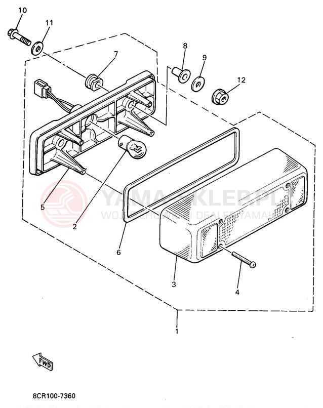 Schemat "lampa tył" do Yamaha VMAX 600 SX VX600SXA/VX700SXA
