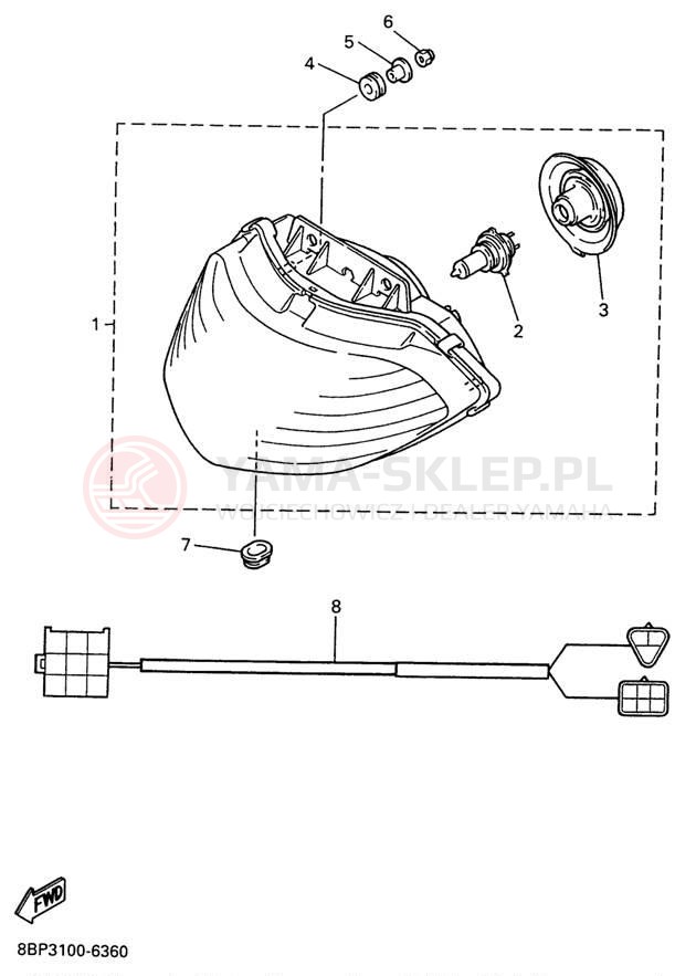 Schemat "Lampa przód" do Yamaha VMAX 500 DX VX500DXW