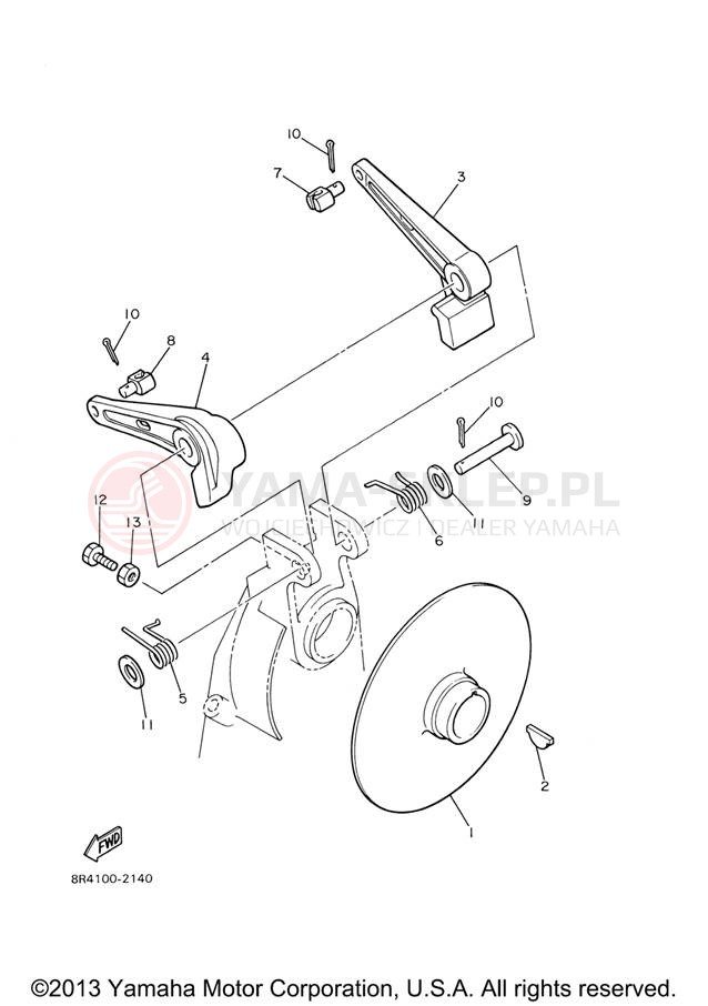 Schemat "hamulec" do Yamaha BR250TX