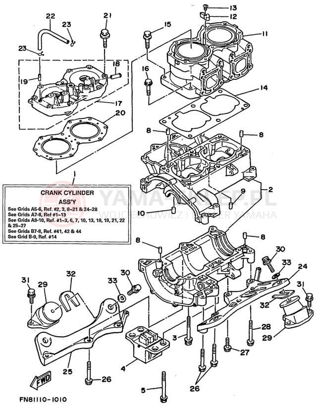 Schemat "cylinder, obudowa silnika" do Yamaha WRB650P_62