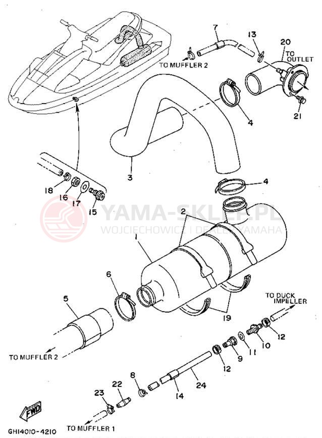 Schemat "Wydech końcowy" do Yamaha WAVE RAIDER RA700S
