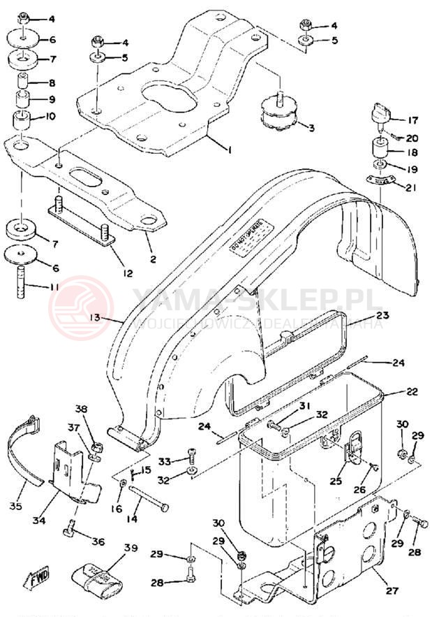 Schemat "ENGINE BRACKET - DRIVE GUARD" do Yamaha SRX440C