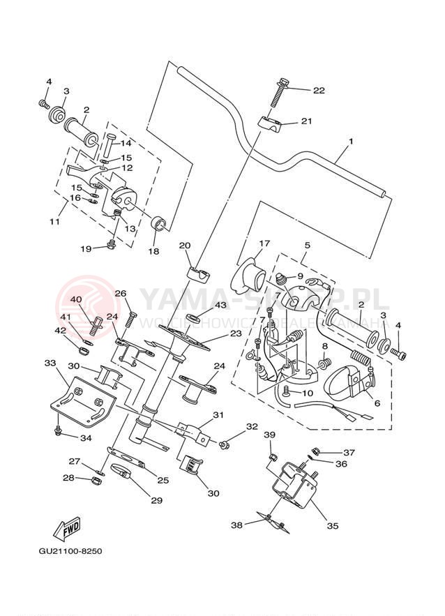 Schemat "Kierownica i osprzęt" do Yamaha XL700 XL700Z