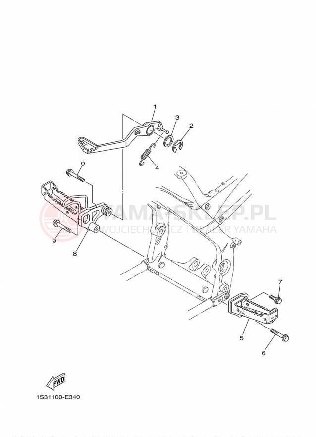 Schemat "Stopka postojowa i podnóżki" do Yamaha RAPTOR 700 YFM700RFL