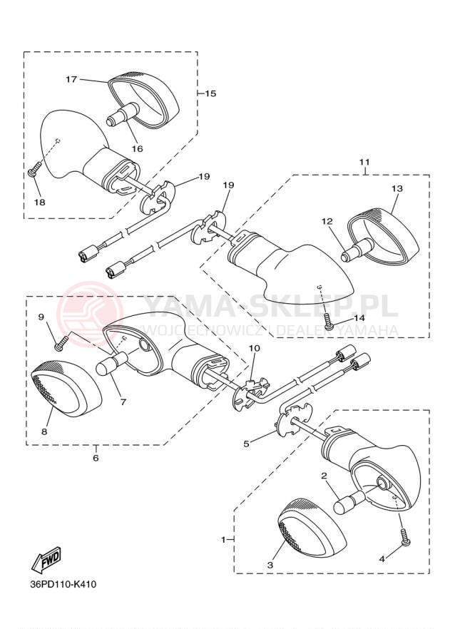 Schemat "kierunkowskazy" do Yamaha FZ6R FZ6RFCR/FZ6RFR