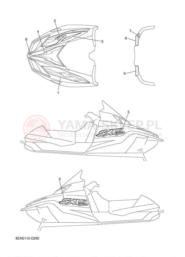 Schemat "naklejki" do Yamaha SX VIPER MOUNTAIN SXV70ML