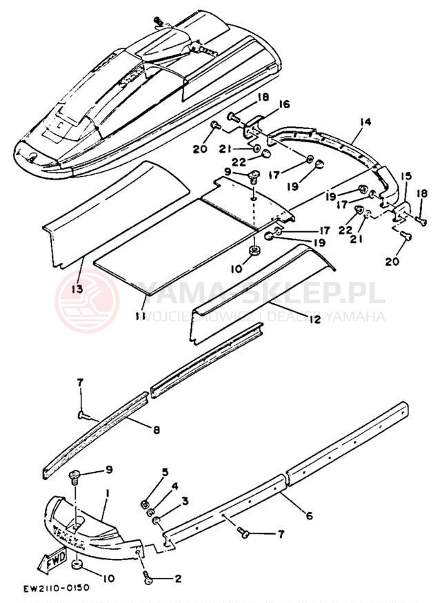 Schemat "Bow gunwale - mat" do Yamaha SUPER JET SJ650R