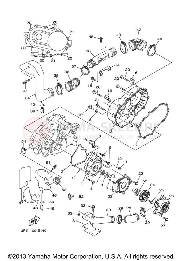 Schemat "Pokrywa silnika" do Yamaha RHINO 450 HUNTER YXR45FHX