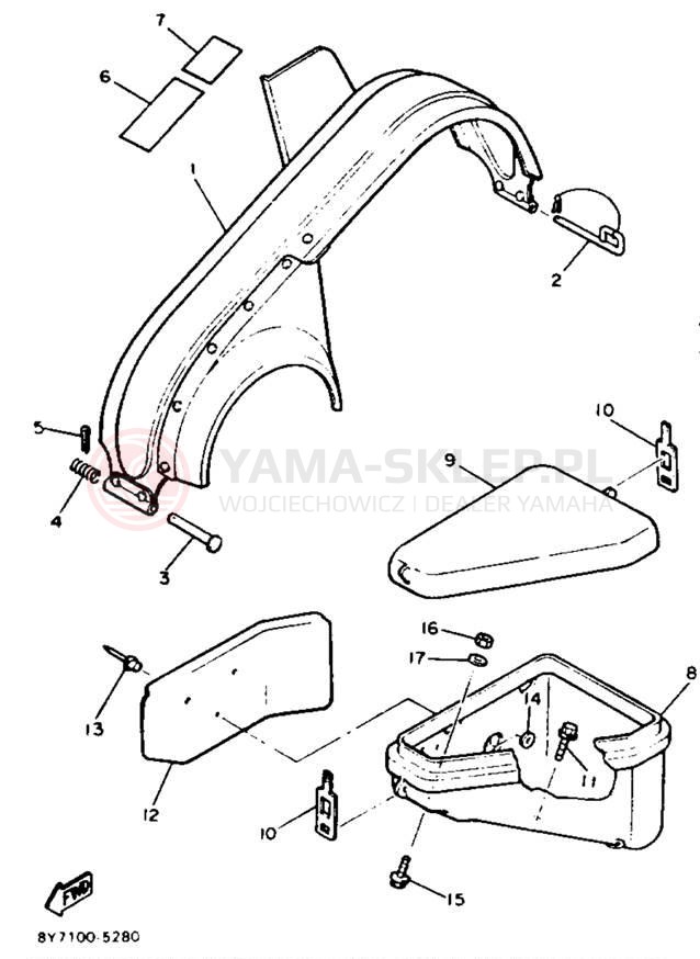 Schemat "GUARD - LUGGAGE BOX" do Yamaha XLV XL540K