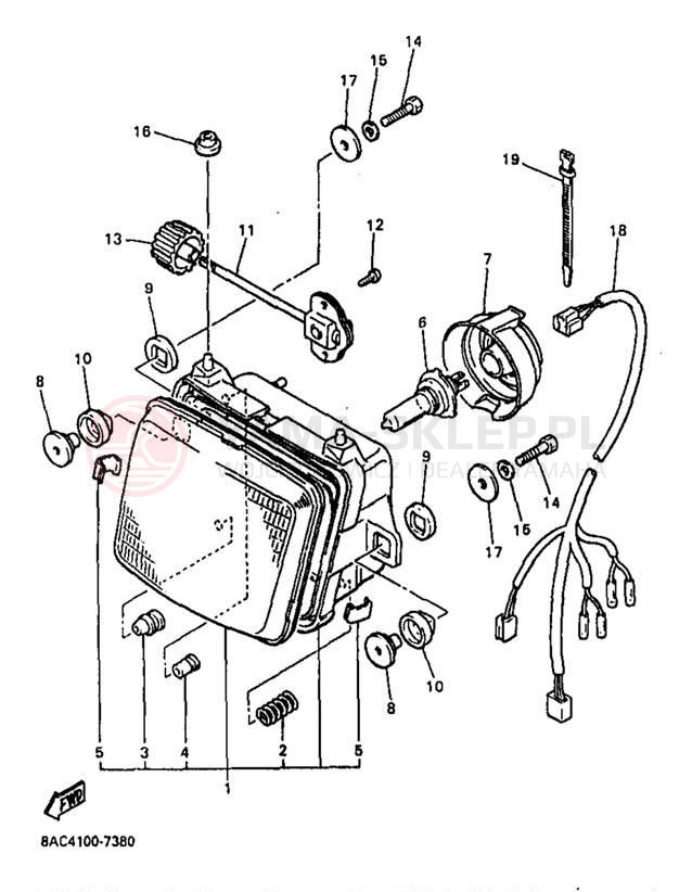 Schemat "Lampa przód" do Yamaha VK540 II VK540EB