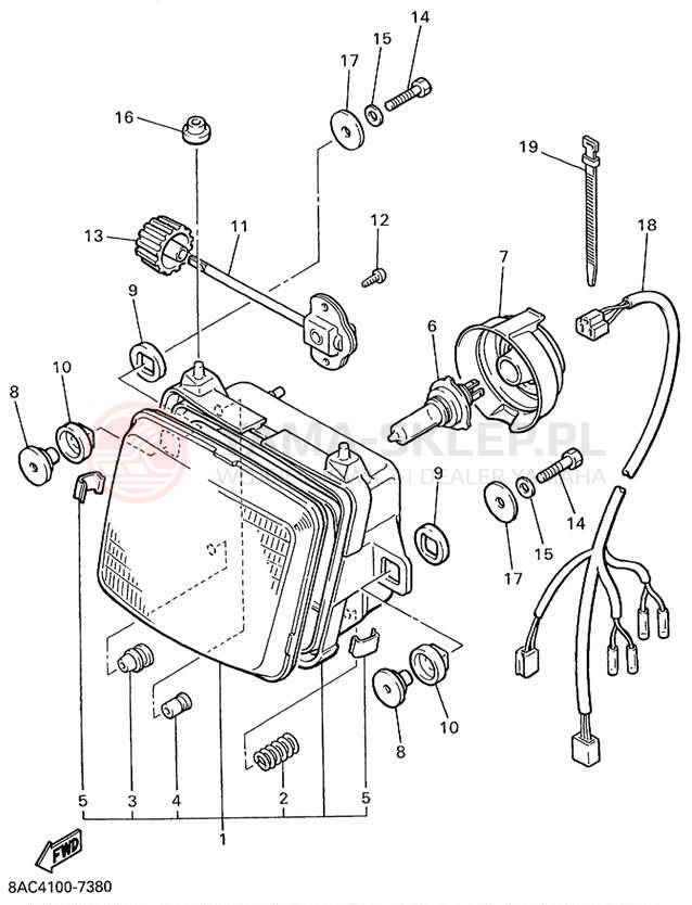 Schemat "Lampa przód" do Yamaha VK540 III VK540EC