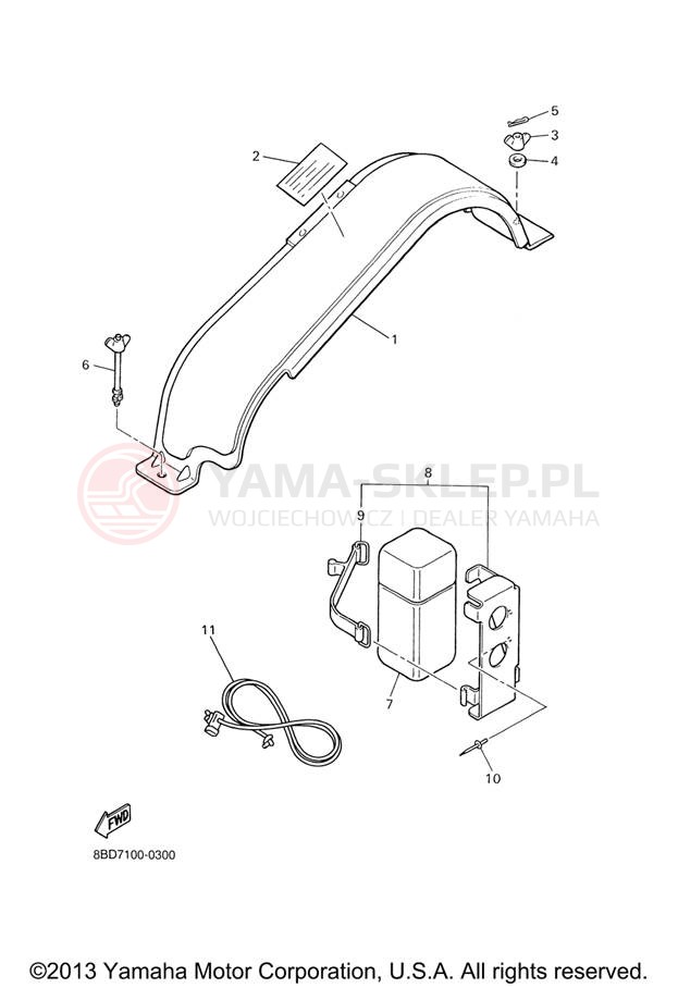 Schemat "GUARD - LUGGAGE BOX" do Yamaha BR250TX