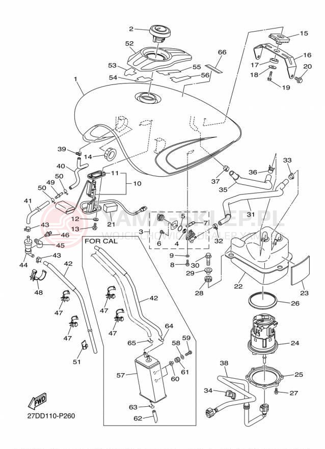 Schemat "zbiornik paliwa" do Yamaha STRYKER XVS13CFCR/XVS13CFR