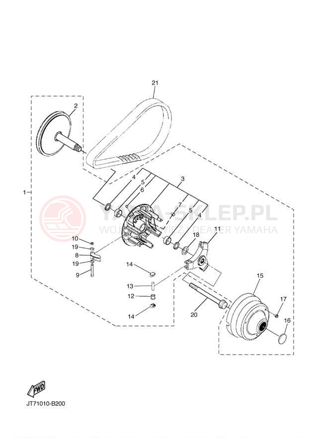 Schemat "PRIMARY SHEAVE" do Yamaha PRO HAULER 700 2WD YXP700AVL