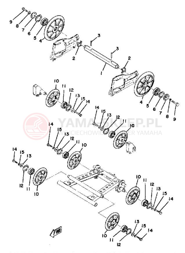 Schemat "Tylna ośka i koło" do Yamaha GP440A