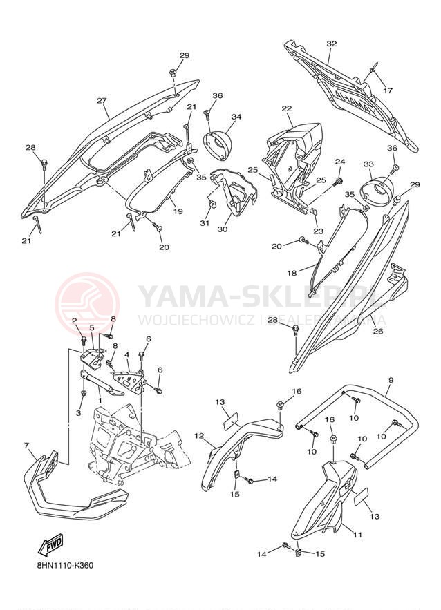 Schemat "zderzak" do Yamaha APEX XTX RX10PXTAL/RX10PXTAR